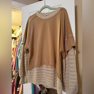 Tan and Cream Women's Sweatshirt